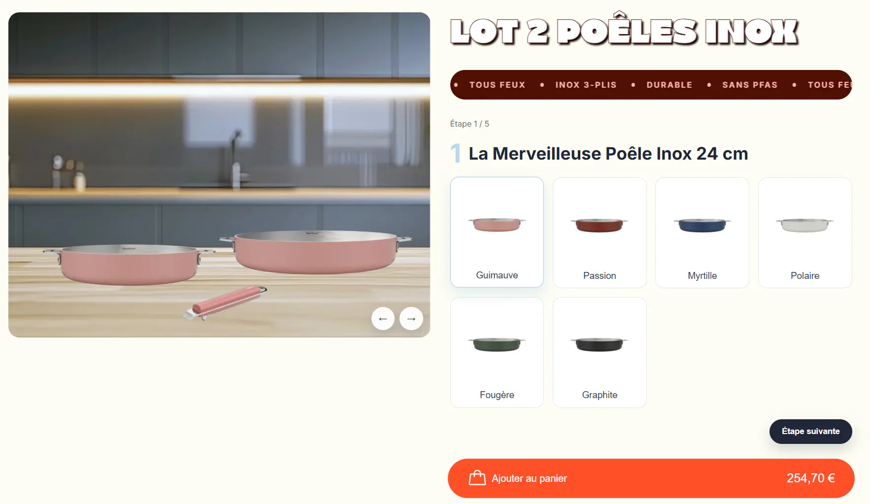 Configurateur Cookut côté client avec choix des couleurs et aperçu du produit