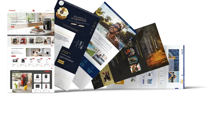 Aperçu de plusieurs créations graphiques et sites réalisés par CD Web Tech